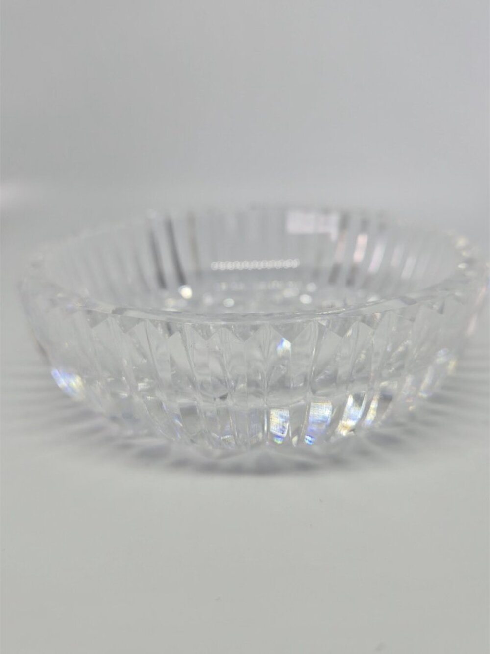 Vintage Crystal Ring Dish Starburst Cut Glass Trinket Bowl Sawtooth Rim Catchall - Picture 9 of 10